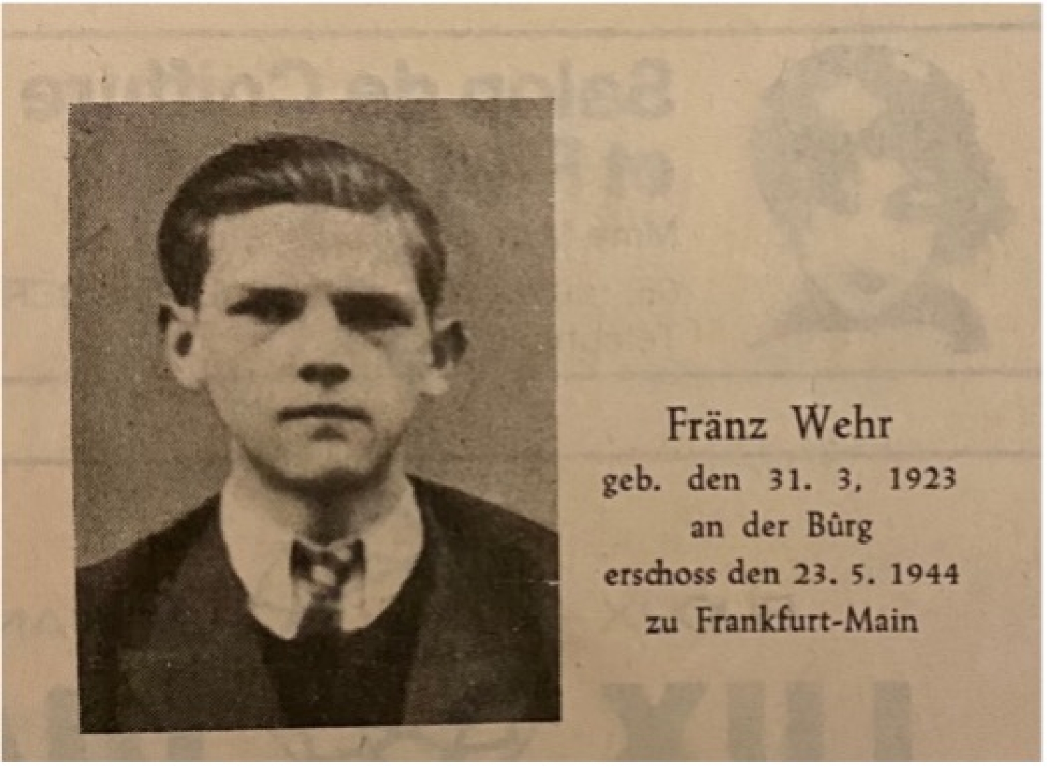 François Wehr (1923 – 1944)
